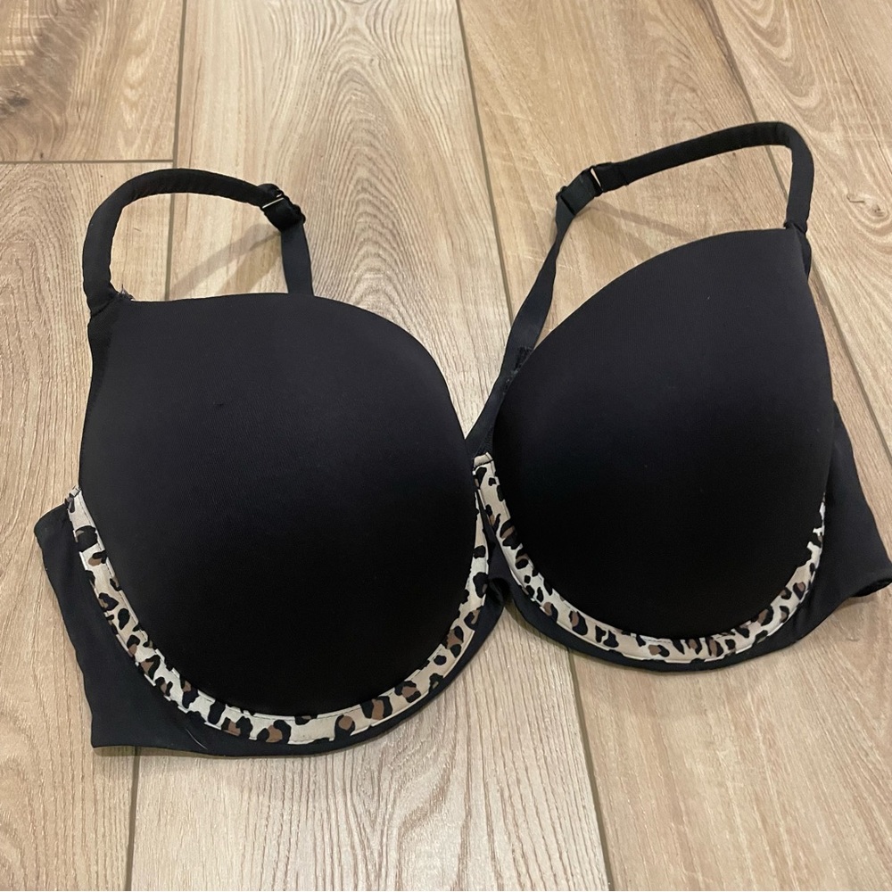 Cacique Black Leopard Padded Bra